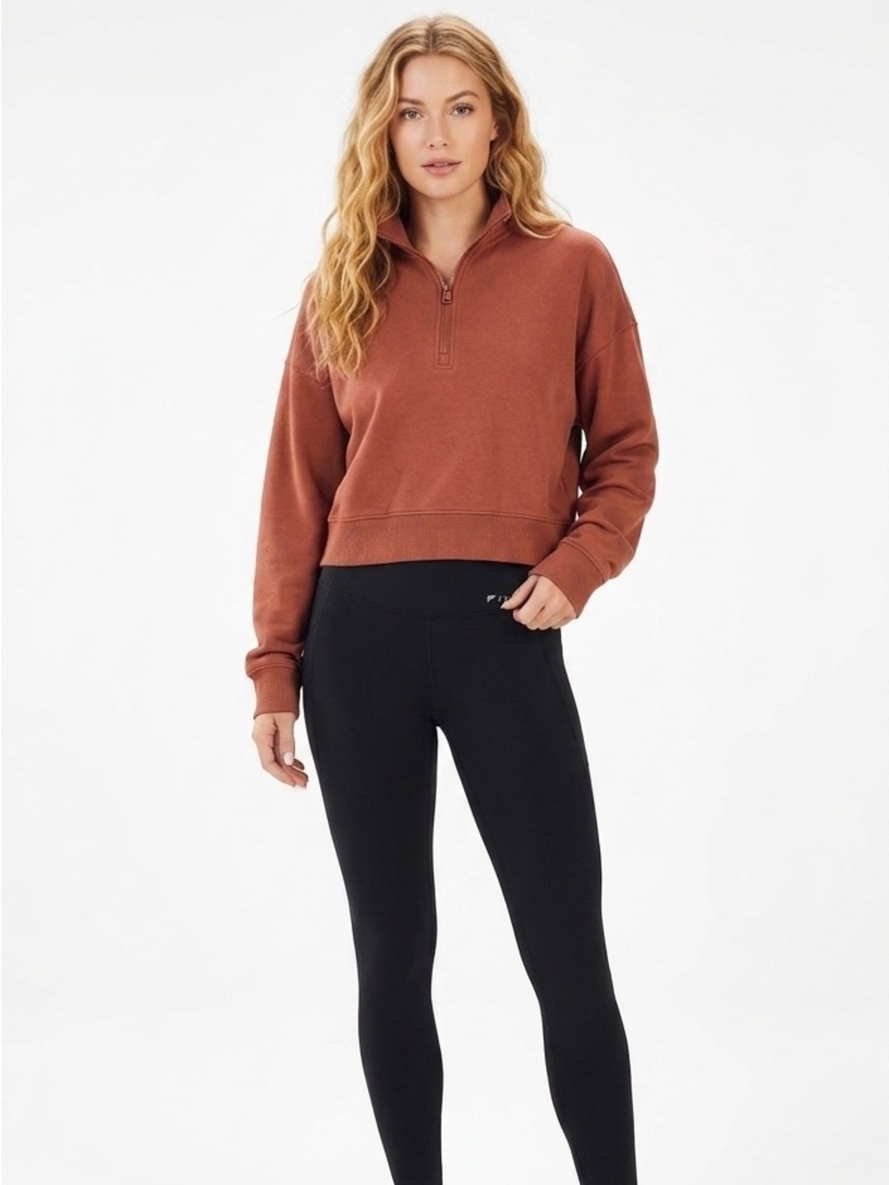 FABLETICS rust apricot color Half-Zip athletic Pullover size XLarge